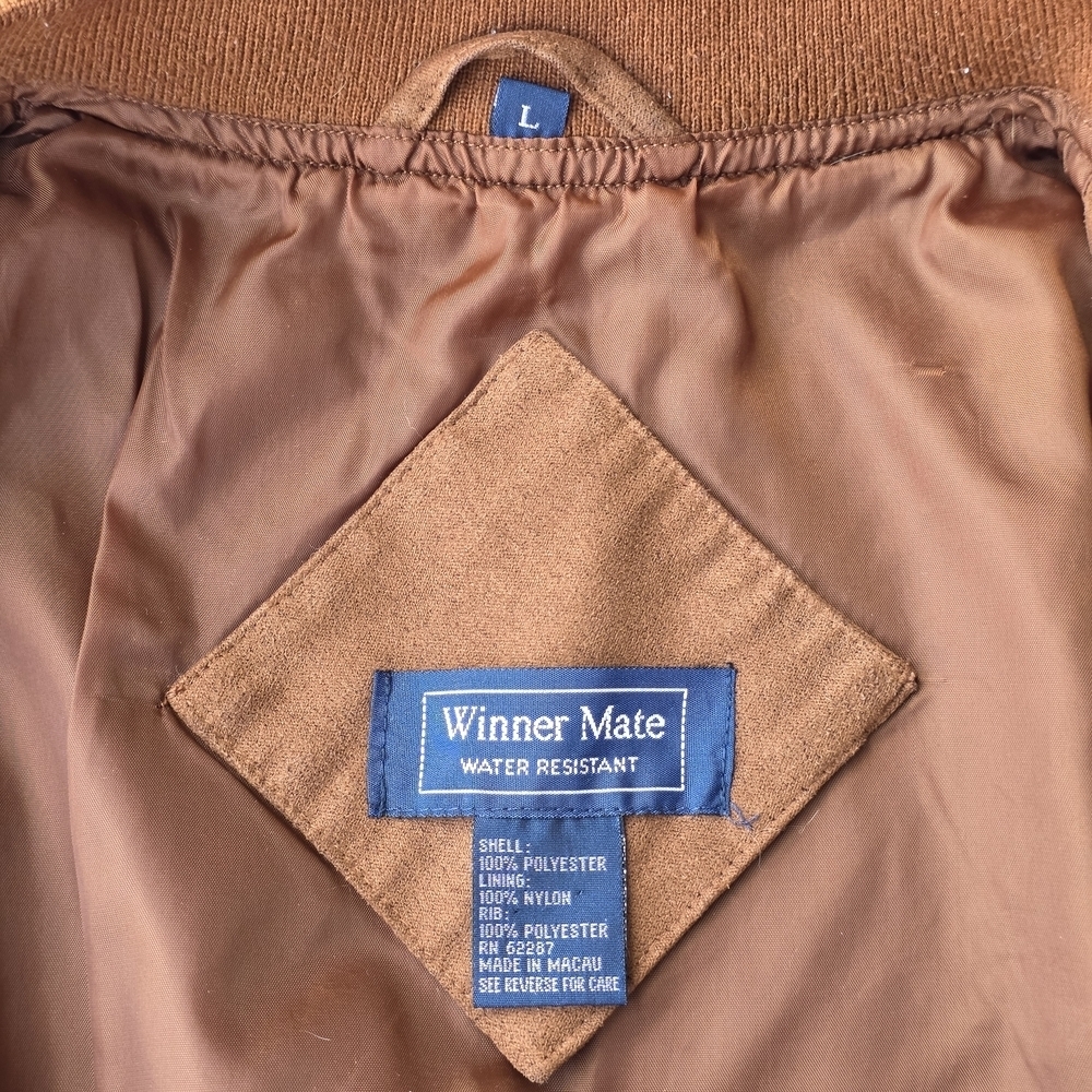 Vintage Winner Mate Suede Bomber Jacket | Water Resistant | Brown | L - Picture 8 of 12